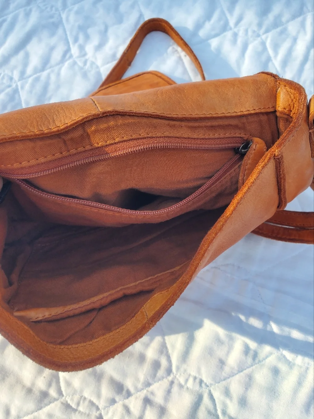 Tan Woven Leather Crossbody Bag - Passport To India - Picture 4 of 9